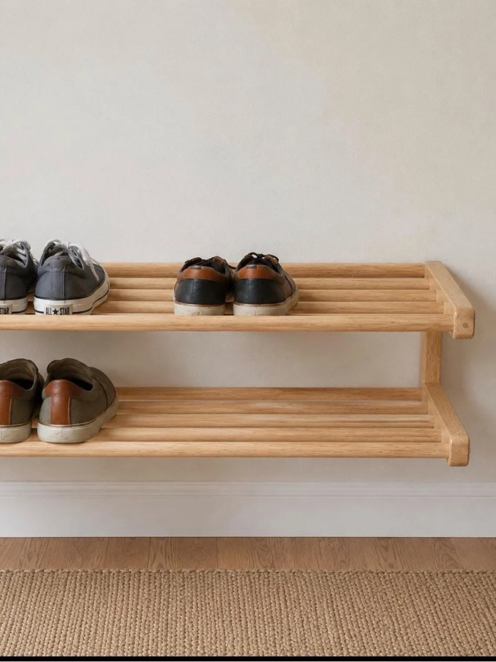 NWT Handcrafted Wall-Mounted MCM Shoe Rack (3 available)
